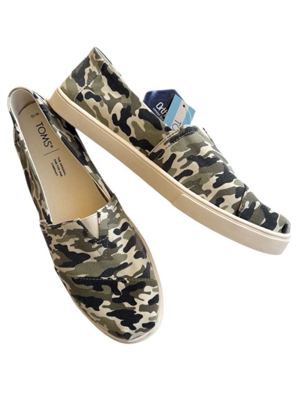 NWT Toms Alpargata Cupsole Olive Camouflage Slip On Sneaker Flats Size 10
